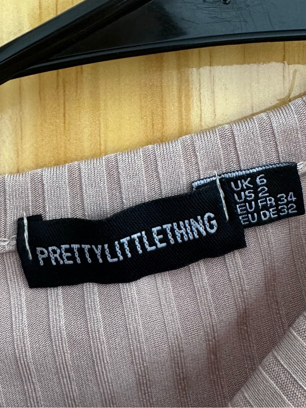 PrettyLittleThing Beige Ribbed Long Sleeve Top - Picture 3 of 3